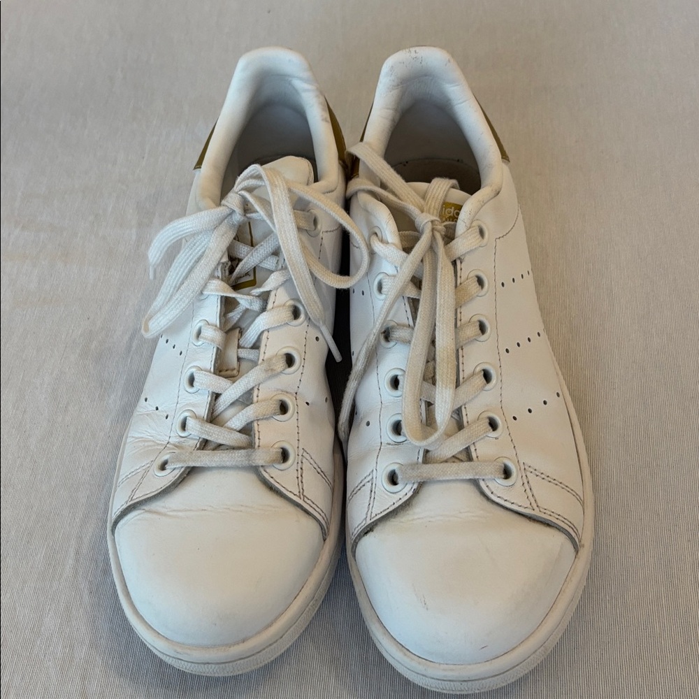 Adidas Stan Smith White Sneakers with Gold Detail